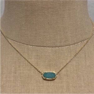 NWT Kendra Scott Elisa Necklace Light Blue Drusy Gold